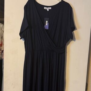 Meri Skye Women's Elegant Navy Midi Dress